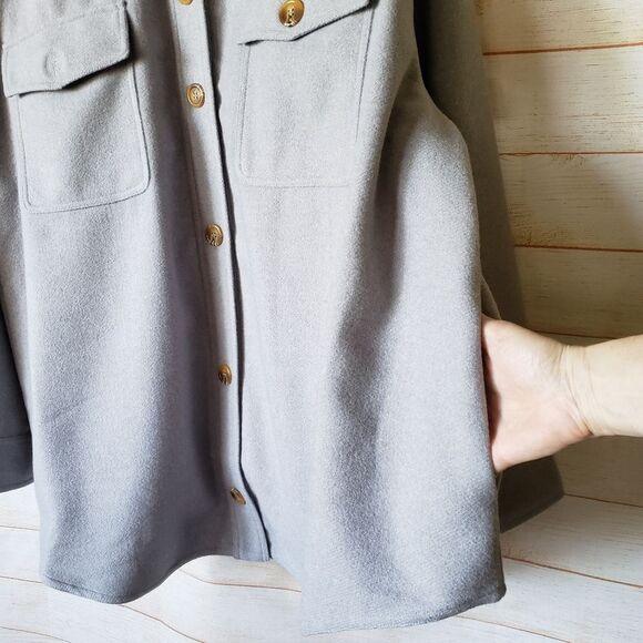 Good American Dusty Quarry Solid Oversized Shacket Women's Size 7/8 - Picture 10 of 16